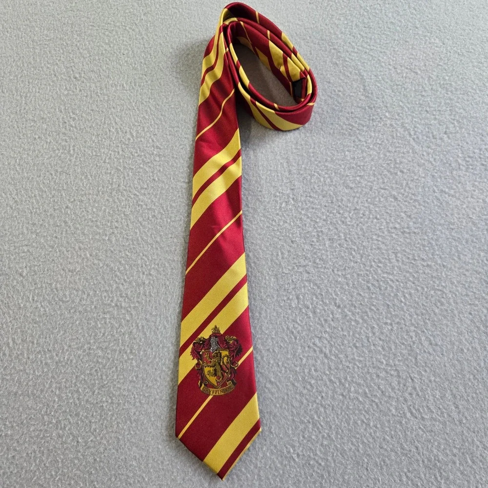 Harry Potter Necktie Unisex OS Red Gold Gryffindor House Crest Striped Tie